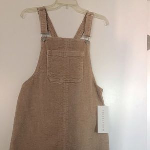 Beige Corduroy Overall Dress